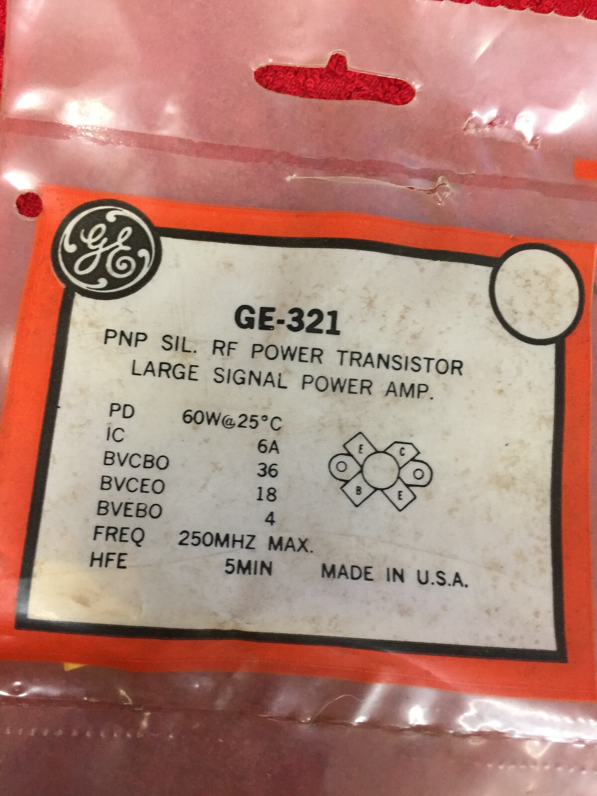 GE321 PNP SIL RF POWER TRANSISTOR LARGE SIGNAL POWER AMP eBay