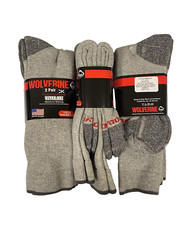 6 Pair Wolverine Ultra Dry Men's Boot Socks Large shoe size 9-13 