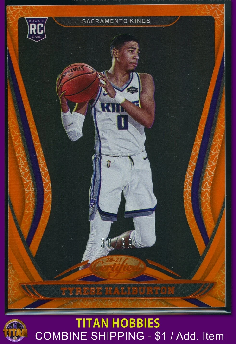 2020-21 Panini Certified ORANGE Mirror Rookie #189 Tyrese Haliburton RC /99