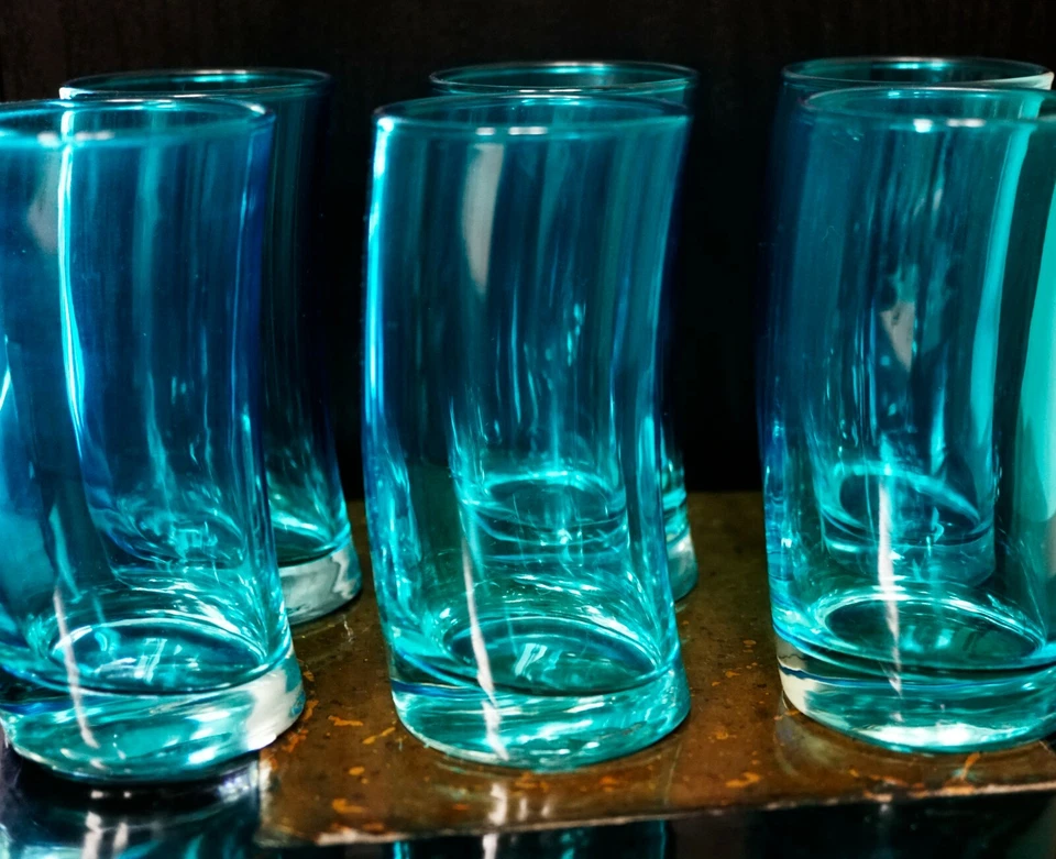 Комплект из 6 винтажных LEONARDO бирюзовый синий изогнутый качели очки 4 унций. НОВЫЙ - Изображение 4 из 4