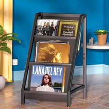 3 Tier Vinyl Record Storage Rack, Mobile Black Metal, Brand new 