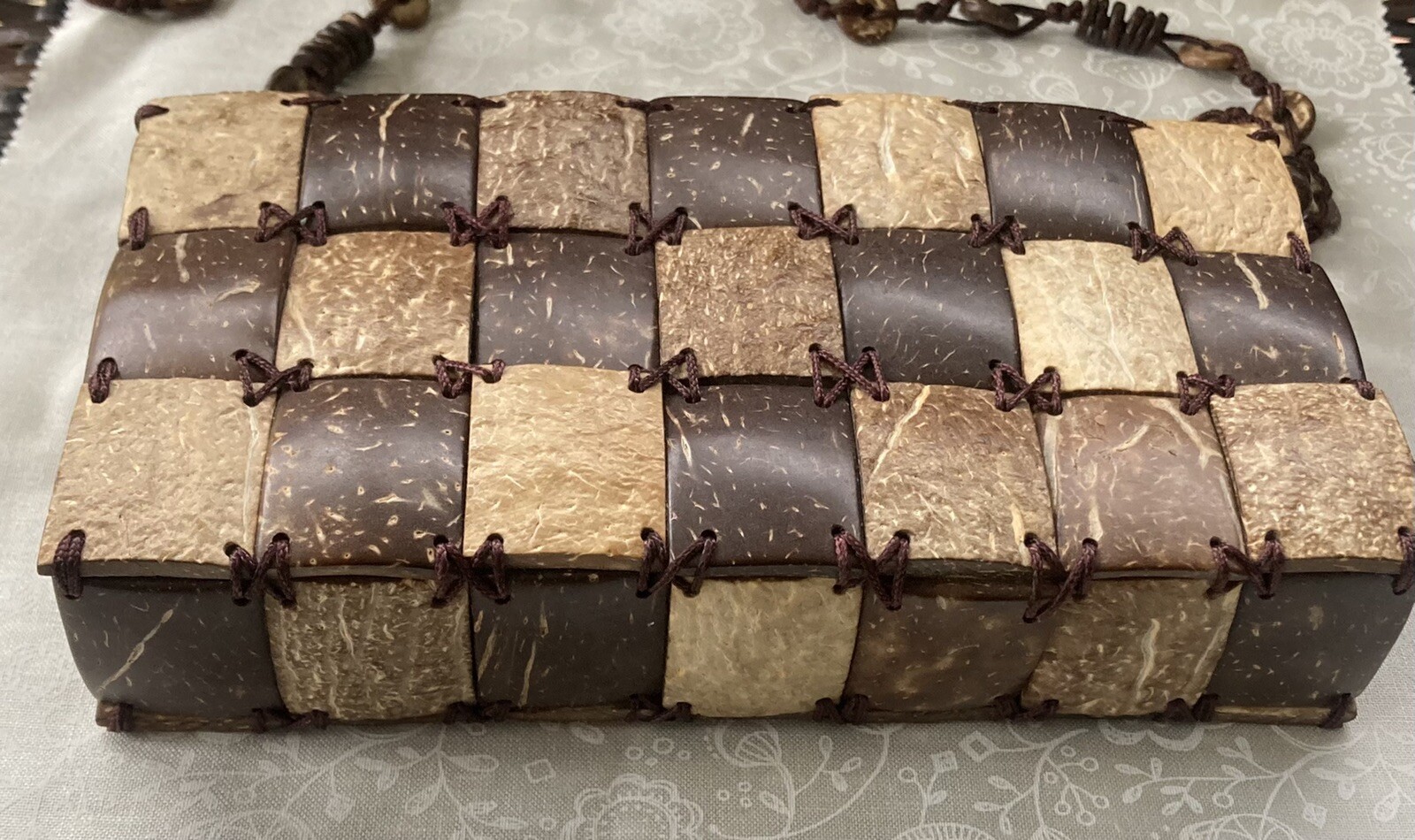 Coconut Shell Purse Tropical Patchwork Style Hand… - image 2