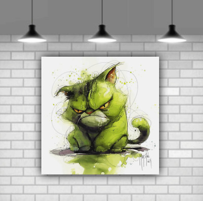 Angry Cat Druck Wandbild Leinwand fertig zum Aufhängen montiert verschiedene Größen verfügbar