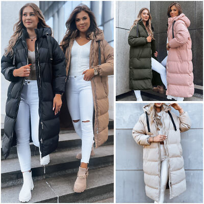 Giacca Trapuntata Lunga Da Donna, Con Cappuccio, Lunghezza Alla Caviglia, Cappotto Invernale Ispessito, In Cotone Trapuntato, Con Fessura, Invernale, Piumino Termico, Chiusura Lampo, Giacca Con