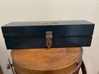 Calligraphy Pen & Ink Writing Set Blue Box With Brass Feather & Clasp
