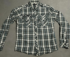 Affliction Shirt Black Premium Men's Small Plaid Button Up Long Sleeve