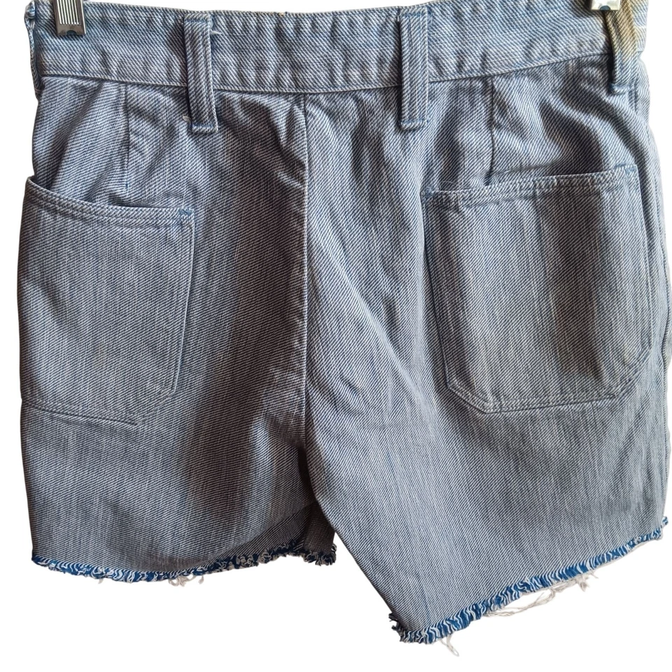 Pantalones Cortos de Algodón Corte Denim 27" Vintage Años 60 Dobladillo Deshilachado Bolsillos Hervidor Distress Foto 2 de 4