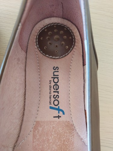 Supersoft By Diana Ferrari Size 8 / 39 Brown /Green Leather Ballet Shoes Flats - Picture 6 of 9