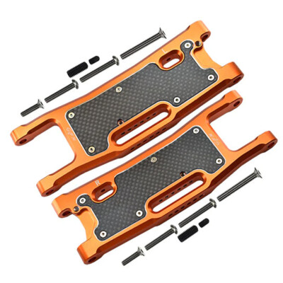 NEW GPM Alum Rear Lower Arms Orange + Carbon Fiber Dust Protection Plate for