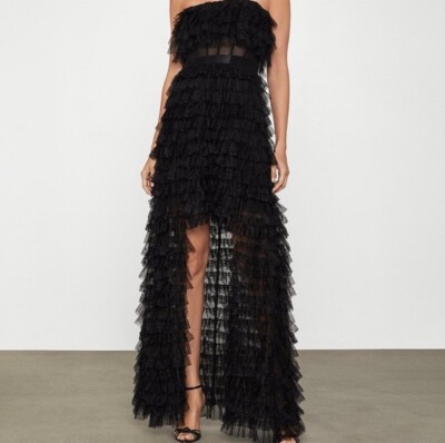 bcbgmaxazria black strapless dress NWT Revolve High-Low Ruffle Maxi Cocktail Size 6 Sweetheart neckline Strapless Concealed Ladivine 7496C Bridesmaids Dress CL_inv_8.966 Size:14 W
