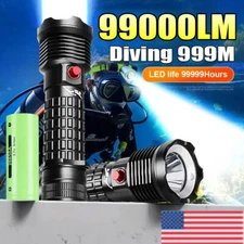 99000LM Scuba Diving Flashlight Dive Torch Rechargeable Waterproof Dive Light