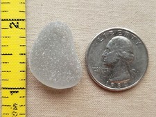 GENUINE BEACH SEA GLASS SURF TUMBLED SILVER GRAY GREY SMOKE FROSTED PENDANT N2