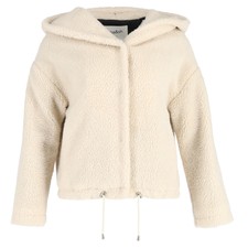 Ba&sh Hooded Jacket In Cream Sherpa Fleece Us6