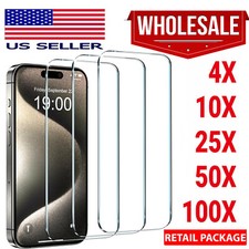Wholesale LOT Tempered Glass Screen Protector for iPhone 16 15 Pro Max 14 13 11