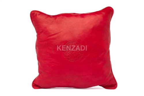 Decorative Moroccan handmade Leather Throw Pillow Covers 16 x 16 In by Kenzadi - Picture 51 of 72