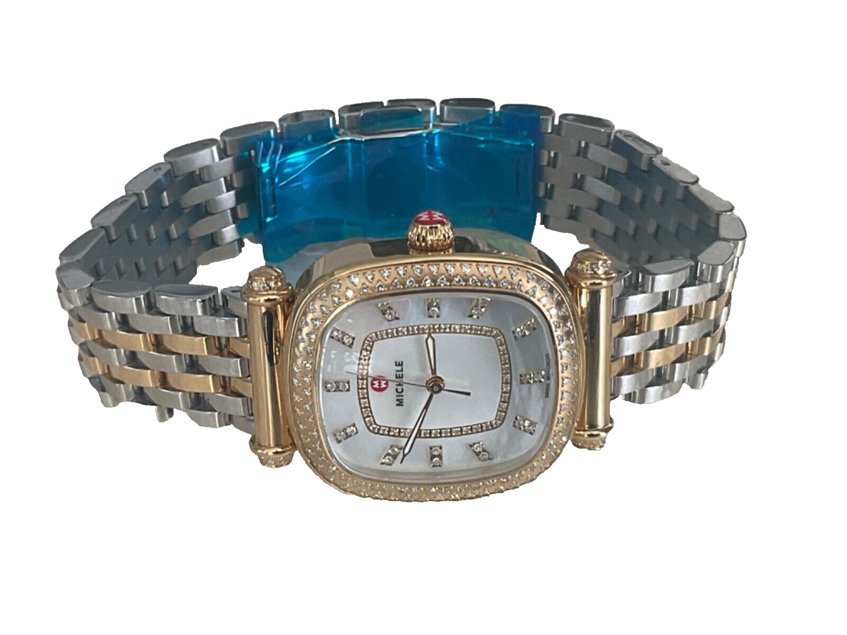 New Michele Caber Isle 18k Gold Plt Diamond Watch on Two tone bracelet  $2995