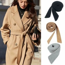 Men Women Jacket Vintage Faux Wool Woolen Sash Coat Belt Overcoat Waistband