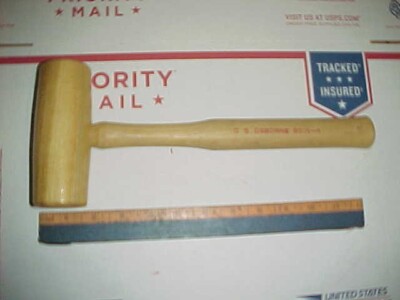Vtg NOS C.S. Osborne 89 1/2-4 Wood Mallet Hammer Tool 12 1/2'' long UNUSED