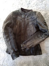 POLO Motorrad Mohawk Motorcycle Biker Leather Dark Gray Women Jacket Size 38