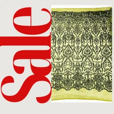 New Damask Design Sequins Embroider 4 Way Stretch Mesh Fabric By Yard