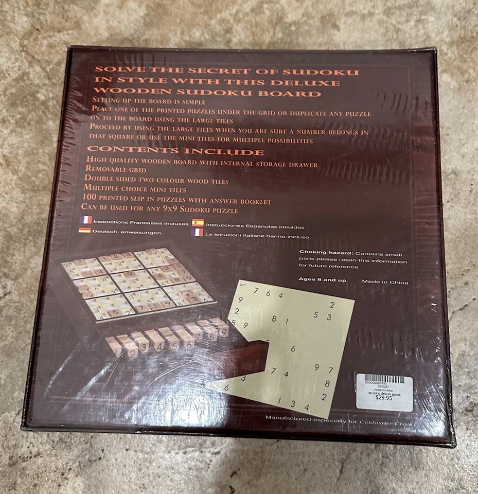 SUDOKU DELUXE Luxury Wooden Game Board Puzzles WOOD TILES Coldwater Creek NEW!  - Image 2 of 4