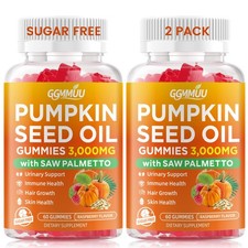 2 Pack Pumpkin Seed Oil Gummies with Saw Palmetto, 3000mg Per Serving Pumpkin...