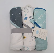 Cloud Island Infant Hooded Towels 3 pack Blue Green Gray Boy's Unisex Baby NEW