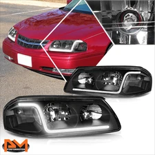 For 00-05 Chevy Impala LED DRL Black Housing Clear Corner Headlight Replacement