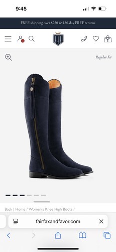 Fairfax and Favor Regina Boots Navy, EU 37 US 6 stivali da equitazione stivali autunnali al ginocchio - Foto 4 di 7