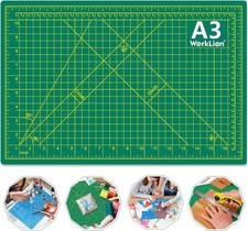 WORKLION 12" x 18" Art Self Healing PVC Cutting Mat, 18"L x 12"W, Green/Blue