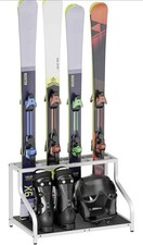 Mondazie Ski Storage Rack Freestanding Ski Holder for 4 Pair Skis Boots Helmet