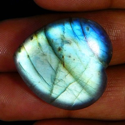 32,20Cts. 100 % natürlicher einzigartiger Power Labradorit Herz Cabochon...