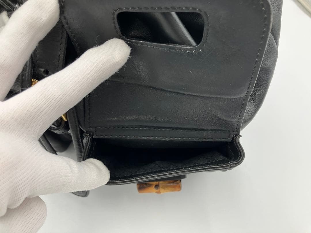 GUCCI Bamboo Drawstring Mini Backpack Rucksack Le… - image 15