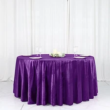 PURPLE 120" Round Premium Velvet Tablecloth Party Wedding Reception Linens