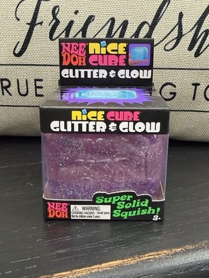 Needoh Nice Cube Ice Glitter Glow Squishy PURPLE Viral Tiktok Nee Doh Schylling