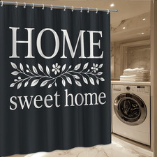 Black and White Floral Home Sweet Home Shower Curtain