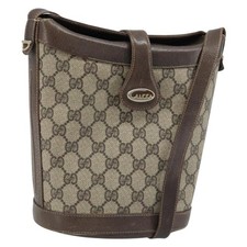 GUCCI GG Supreme Shoulder Bag PVC Beige Gold Auth ep13670