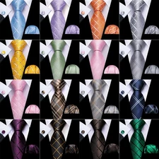 Men's Tie Classic Wedding Formal Necktie and Pocket Square Cufflinks Set Paisley