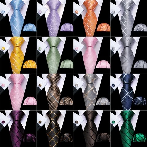 Men's Tie Classic Wedding Formal Necktie and Pocket Square Cufflinks Set Paisley