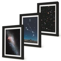 Fertiges Bilder Set Im Rahmen Kosmische Landschaften Von Galaxien Schwarz Rahmen