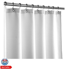 Fabric Shower Curtain 60 x 72 inch, Waffle Weave, Hotel Luxury Spa, 230 GSM H...