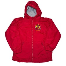 Walt Disney World Mickey Mouse Hooded Jacket Red Lined Size M Vtg Kids