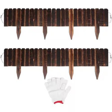 2 Pack Flexible Wooden Garden Fence 7.9 In. H Anti-Corrosive Outdoor Landscape E