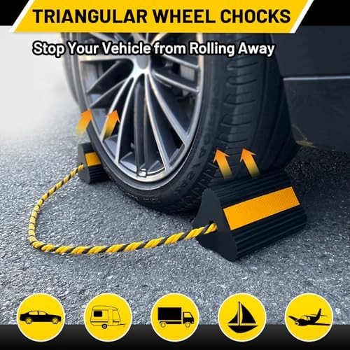 Chocks With Rope Wheel Chocks (2pair/4pack with Rope) for RV Trailer Camper Truck Car | eBay