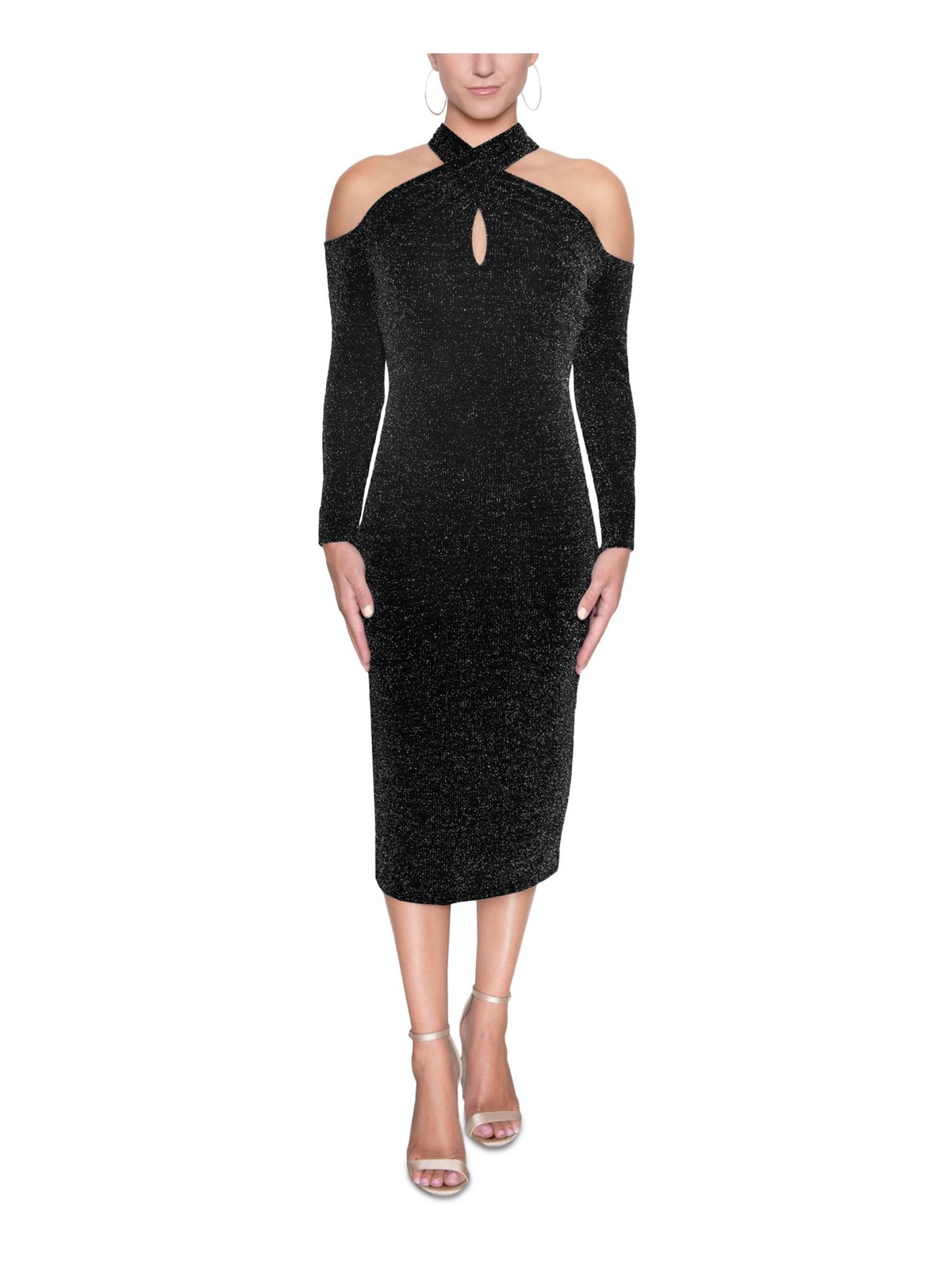 RACHEL RACHEL ROY Womens Black Long Sleeve Knee Length Cocktail Sheath Dress XS