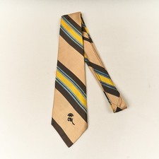 Vintage Countess Mara Tie Diagonal Stripes Tan Brown Made in USA 4" x 57" Logo
