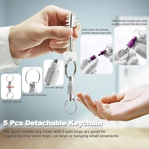 Heavy Duty Keychain Retractable Carabiner Car Key Chain with Badge Holder - Image 3 of 4