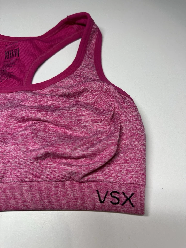 Sujetador deportivo Victoria’s Secret VSX deportivo rosa espalda cruzada para mujer talla mediana Foto 2 de 4