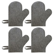4 Pcs Felt Sauna Mittens Heat Proof Gloves Exfoliating Bathing Sauna Gloves