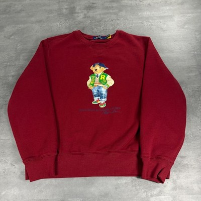 Polo Ralph Lauren Polo Varsity Bear Sweatshirt Mens Large Burgundy Red Graphic
